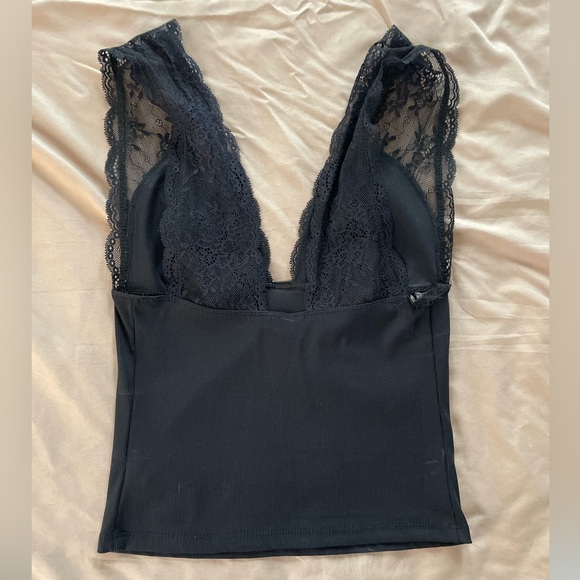 Intimately Free People Black Lace V-Neck Top - Picture 3 of 4